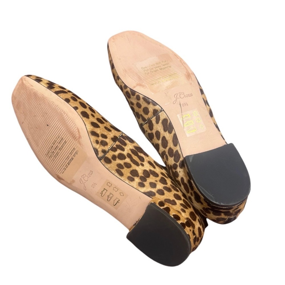 J.Crew Mary Jane Flats Womens 8.5 Brown Leopard Calf Hair Excellent Back Zip - Picture 9 of 9
